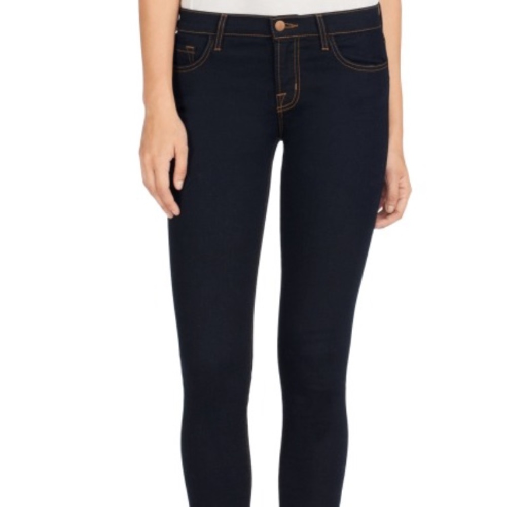 J Brand Skinny Black Distressed Mid Rise Jeans